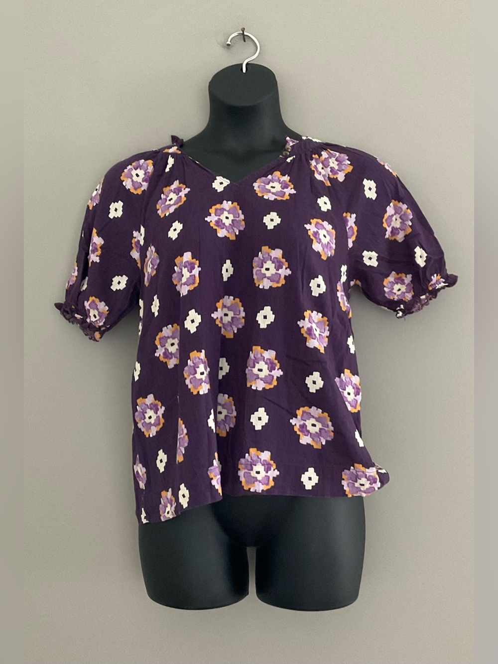 SONOMA, Purple, Patterned, Short-Sleeve Blouse